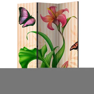 artgeist Paravent , Multicolor , Holz, Textil , Kiefer , massiv , Vintage , 135x172x3 cm , Motiv auf Vorder- und Rückseite , Wohnzimmer, Raumteiler, Paravents