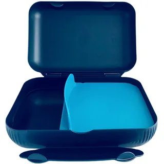 Tupperware To Go Lunch-Box dunkelblau blau türkis mit Trennung Brotbox Sandwich Dose