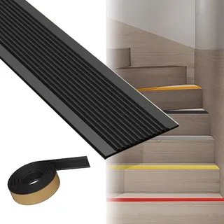 SKINCATE 1M 2M 3M 5M Treppenkantenschutz, rutschfeste Gummistreifen Für Treppen, Selbstklebende Stufenmatten Treppenkantenprofil, AntiRutsch Streifen Für Treppen/Boden/Stufen(Black,W:4cmxL:5m)