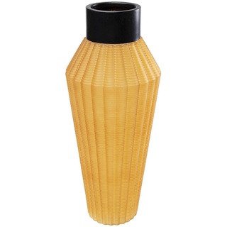 Kare Design Vase Barfly Amber Matt, gelb/schwarz, Blumenvase, Dekorationsvase, Gefäß für Blumen, Tischvase, 43cm