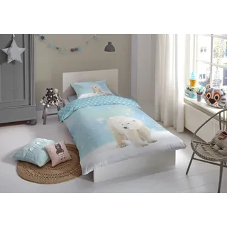 good morning Flanell Bettwäsche 2 teilig Bettbezug 140 x 220 cm Kopfkissenbezug 60 x 70 cm Icebear 6947.20.01 Blue - Blau