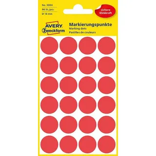 Avery Zweckform Markierungspunkte 3004 Rot Ø 18 mm 4 Blatt 96 Etiketten