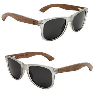 Holzwurm Sonnenbrille mit polarisierten UV400 Schutzgläsern, Unisex-Design mit Walnuss-Holzbügeln - Inklusive Bambus-EtuI