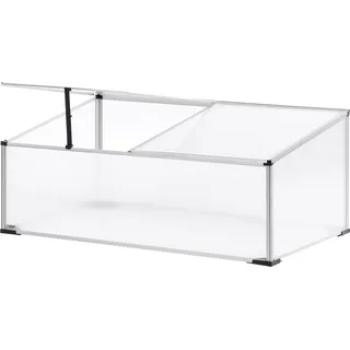 BELIANI Mini-Gewächshaus Silber Aluminium u. Polycarbonat 4 mm 60x100x41 cm mit 2 Dachfenstern Rillen-Optik Tropenhaus für Garten - Silber, Transparent