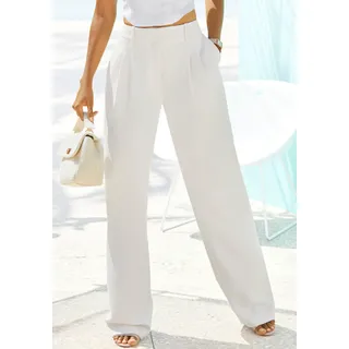 LASCANA Anzughose im Business-Look, elegante Stoffhose mit Taschen und Bundfalten, beige