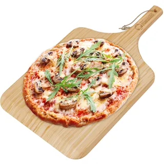 Chef Pomodoro - 2-in-1 Pizzaschieber & Schneidebrett - 30,5 cm - MIT PROFI SCHAUFELGRIFF - Küchenbrett aus Bambus mit Saftrille - Perfekt als Küchenzubehör und für Hobby Pizzabäcker geeignet!