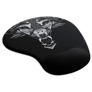 CSL - Mauspad mit Gelkissen - Titanwolf Gaming Handgelenkauflage - Mousepad - Gel Handballenauflage Handauflage Gelpolster ergonomisch - wasserabweisend und abwaschbar - schwarz
