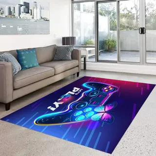 HOSIMA Gamecontroller-Teppich, weiche Bodematte, rutschfeste Schlafzimmermatte, kurzflorig, Flauschigkeit, waschbar (Gamepad 150 x 200)