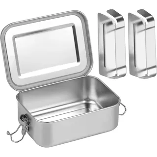RMIVEGLIA Lunchbox Edelstahl – 850ml robuste und langlebige Brotdose Metall mit Fächern, Brotdose Kinder mit Fächern Edelstahl und auch als Lunchbox Erwachsene Edelstahl geeignet