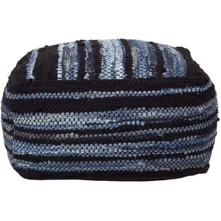 Homescapes Sitzpouf Texas Leder 60 x 30 x 60 cm Blau