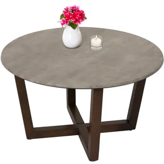 Couchtisch HWC-M61, Beistelltisch Sofatisch, Massiv-Holz HPL Laminat Melamin Ø80cm, Beton-Optik, dun