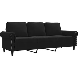 vidaXL 3-Sitzer-Sofa Schwarz 180 cm Samt - Schwarz