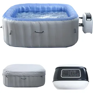 Whirlpool HWC-N97, 5 Personen, In-/Outdoor heizbar aufblasbar Pumpe PVC laminiert, eckig 180cm grau-blau