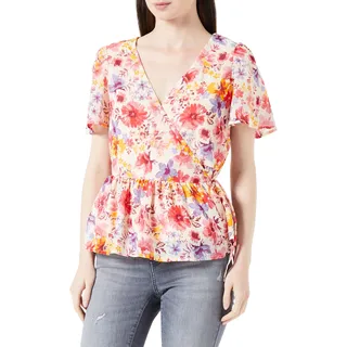 ONLY Damen Onlstar Life Fia S/S Wrap Top Ptm Bluse, Camellia Rose/AOP:Star Summer Flowers, S EU