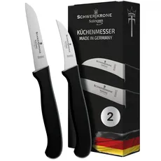 Schwertkrone Solingen Premium Schälmesser Set, 2er-Pack, gerade & gebogen, Universal Küchenmesser für Obst & Gemüse, spülmaschinenfest