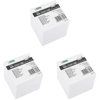 D.RECT Zettelklotz Notizklotz Ersatzpapier (für Zettelbox) | 85x85x80mm circa 750 blatt | Weiß (Packung mit 3)
