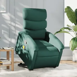 Massagesessel Elektrisch Sessel mit Aufstehhilfe Relaxsessel mit Liegefunktion Vibrationsfunktion Fernsehsessel Sessel Aufstehsessel Dunkelgrün Stoff - dunkelgrün