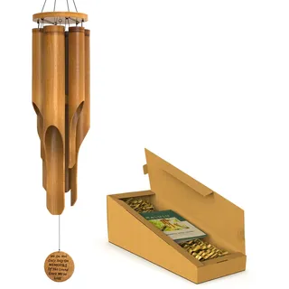 Nalulu Bambus-Windspiel – Beileids-Windspiele für den Verlust von geliebten Menschen, mittelgroß, handgefertigt mit beruhigenden tiefen Tönen, Gedenkgeschenk oder Heimdekoration