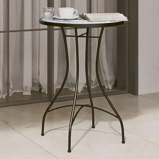 vidaXL Mosaik-Bistrotisch Blau und Weiß Ø50x70 cm Keramik - Blau