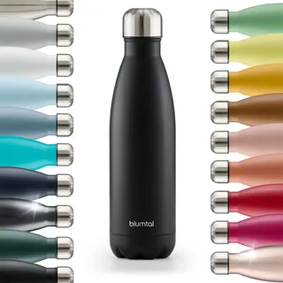 Blumtal Trinkflasche 1000 ml Edelstahl - auslaufsichere Isolierflasche - BPA-freie Trinkflasche kalt & warm - doppelwandige Insulated Bottle - rostbeständige Isolierflasche Schwarz