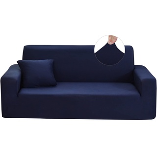 Ronyes Sofabezug Elastische Stretch Spandex Stretch Sofa-Überwürfe Sofahusse für Sofa mit Armlehne Anti-Rutsch-Schaum 3 Sitzer Blau