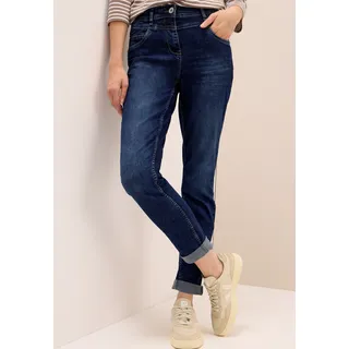 Slim-fit-Jeans CECIL "Style Toronto", Damen, Gr. 25, Länge 32, blau (mid blau used wash), Denim/Jeans, Obermaterial: 78% Baumwolle, 20% Polyester, 2% Elasthan. Futter: 52% Polyester, 48% Baumwolle, unifarben, slim fit knöchelfrei, Jeans Slim-fit-Jeans, im Five-Pocket Style