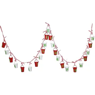 Christmas Adventskalender 24 Mini Metall-Eimer Mit Zahlen Und Band-Hänger
