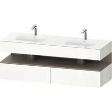 Duravit Qatego Einbauwaschtisch mit Konsolenwaschtischunterbau, 1600x550x600mm, Nische Basalt Matt, Doppelwaschtisch, QA4797043, Farbe: Weiß Hochglanz