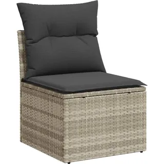 vidaXL Gartensofa ohne Armlehnen mit Kissen Hellgrau Poly Rattan - Grau