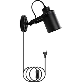ASCELINA Wall Spotlights Industrial Wall Light with Switch Adjustable Black Metal E27 Lamp Base Bedroom Corridor Interior Home Decoration Wall Lamp
