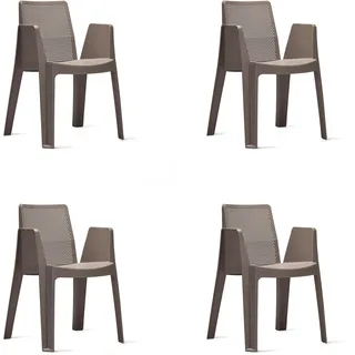 resol grupo GARBAR Play Set mit 4 Stuhl mit Armlehnen, für Garten, Terrasse, Balkon, Picknick, Camping, Catering, Veranstaltungen, Meetings, Design, leicht, stapelbar, Schokoladenbraun