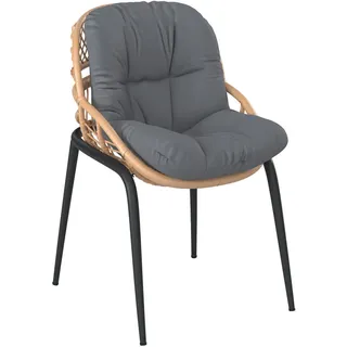 Ambia Garden Gartensessel , Naturfarben, Schwarz, Dunkelgrau , Metall, Kunststoff, Textil , Füllung: Polyester , konisch , 65.5x86x70.5 cm , Gartenmöbel, Gartensessel