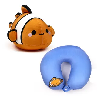 Puckator Swapseazzz Adoramals Ozean Clownfisch 2-in-1 Reisekissen & Plüschtier