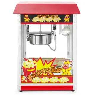 HENDI Popcornmaschine, mit Schaufel, Heizpfanne mit Rührwerk, beleuchteter Innenraum, Popcorn Maker, Warmhaltevitrine, 230V/1155W, 560x420x(H)760mm, Edelstahl, Aluminium, Glas, rot