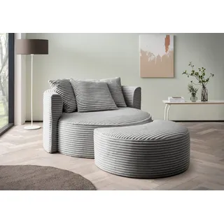 LeGer Home by Lena Gercke XXL-Sessel »ISALIE, Rundsessel mit Hocker, Lesesessel, Loveseat, Big-Sessel« Set, trendige Stoffe, 3 Zierkissen, große Sitzfläche, Cord, Samt, Bouclé