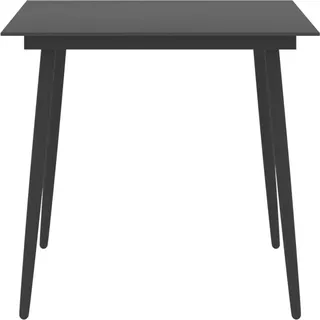 vidaXL Garten-Esstisch Schwarz 80x80x74 cm Stahl und Glas - Schwarz