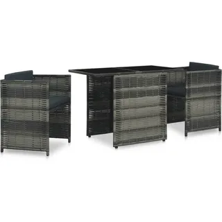 vidaXL 3-tlg. Bistro-Set mit Auflagen Poly Rattan Grau - Grau