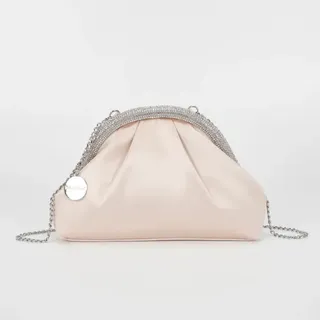 Tasche Clutch Satin Rand Aus Strass Rosa - Mimi Mua