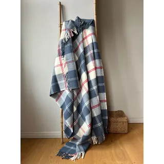 JOWOLLINA WOOLONLY 100% Lammwolle Wolldecke Plaid Karo Schottenmuster Tartan (Taubengrau, 150x205 cm)