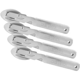 Tatonka Cutlery Set 2 (4-teilig) - Camping-Besteck aus Edelstahl bestehend aus Messer, Gabel, Löffel und Dosenöffner (Packung mit 4)