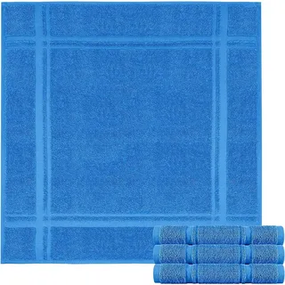 Lashuma Küchenhandtücher Frottee 50x50 cm Baumwolle 4er Set, London Geschirrtücher Blau - Capri