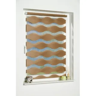 K-home Klemmfix Doppelrollo "Welle" ohne Bohren - Taupe 50 cm x 150 cm (B x L)