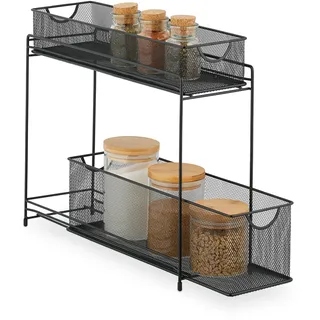 Relaxdays Unterschrank Küchenschrank Organizer 15 x 40 x 46 cm Schwarz