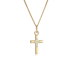 Bild von DIAMORE Halskette Damen Kreuz Glaube Fein Diamant (0.03 ct.) 585 Gelbgold
