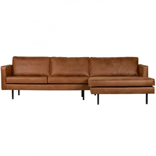 Woood Eckcouch Leder 4-Sitzer Braun