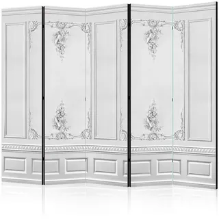 artgeist Paravent , Weiß, Hellgrau , Holz, Textil , Kiefer , massiv , Mauer , 225x172x3 cm , Motiv auf Vorder- und Rückseite , Wohnzimmer, Raumteiler, Paravents