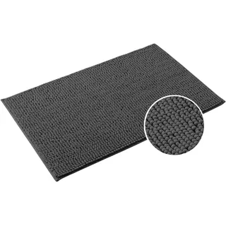 Badematte OTTO HOME "Vanessa Chenille, Badvorleger, Badezimmer Teppich, Duschvorleger" Gr. 3, grau (anthrazit), H:15mm, Polyester, Badematten, Badematte, Uni Farben, besonders weich, Topseller