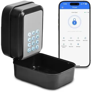 Agrdeed Smart Schlüsselbox, Schlüsseltresor mit Zahlencode Aussen wasserdichte Schlüsselbox Bluetooth mit 6-9 Stelligem Zahlencode, unterstützt TTLock APP und PIN-Code Schlüsseltresor für Haus Garage
