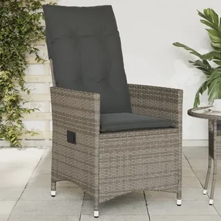 Gartensessel Verstellbar mit Kissen Grau Poly Rattan - Grau