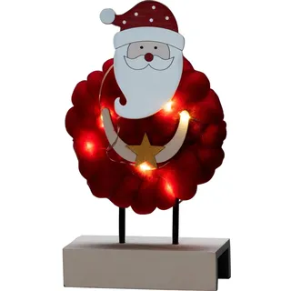 Konstsmide LED "Santa mit Baumwolle" Holzsilhouette, Rot, Warm-Weiß
